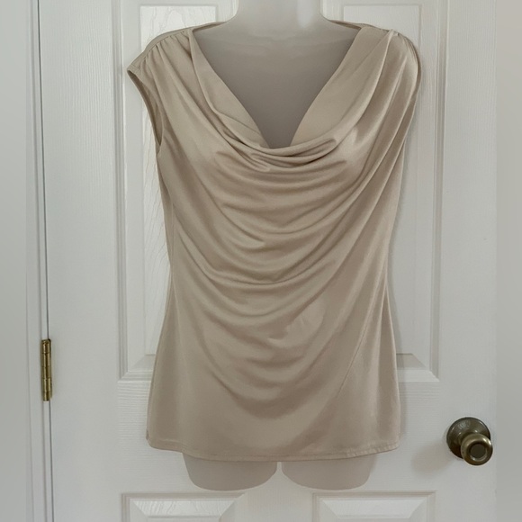 Studio Y Tops - Studio Y Sleeveless Top ~Gold Metallic ~ Drape Neck ~ Size S ~ Made in the USA